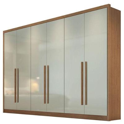 Guarda Roupa Casal Livorno 6 Portas 8 Gavetas Cumaru 25 Fendi Com Nicho - Novo Horizonte