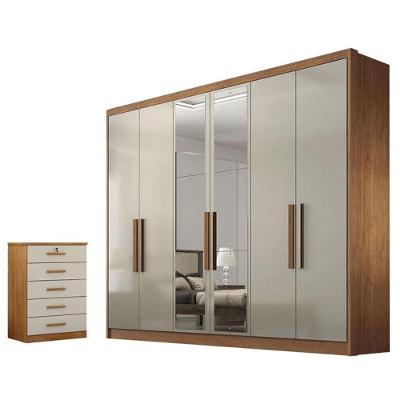 Guarda Roupa Casal Linea Com Espelho E Gaveteiro Suiça Cumaru 25 Fendi - Novo Horizonte