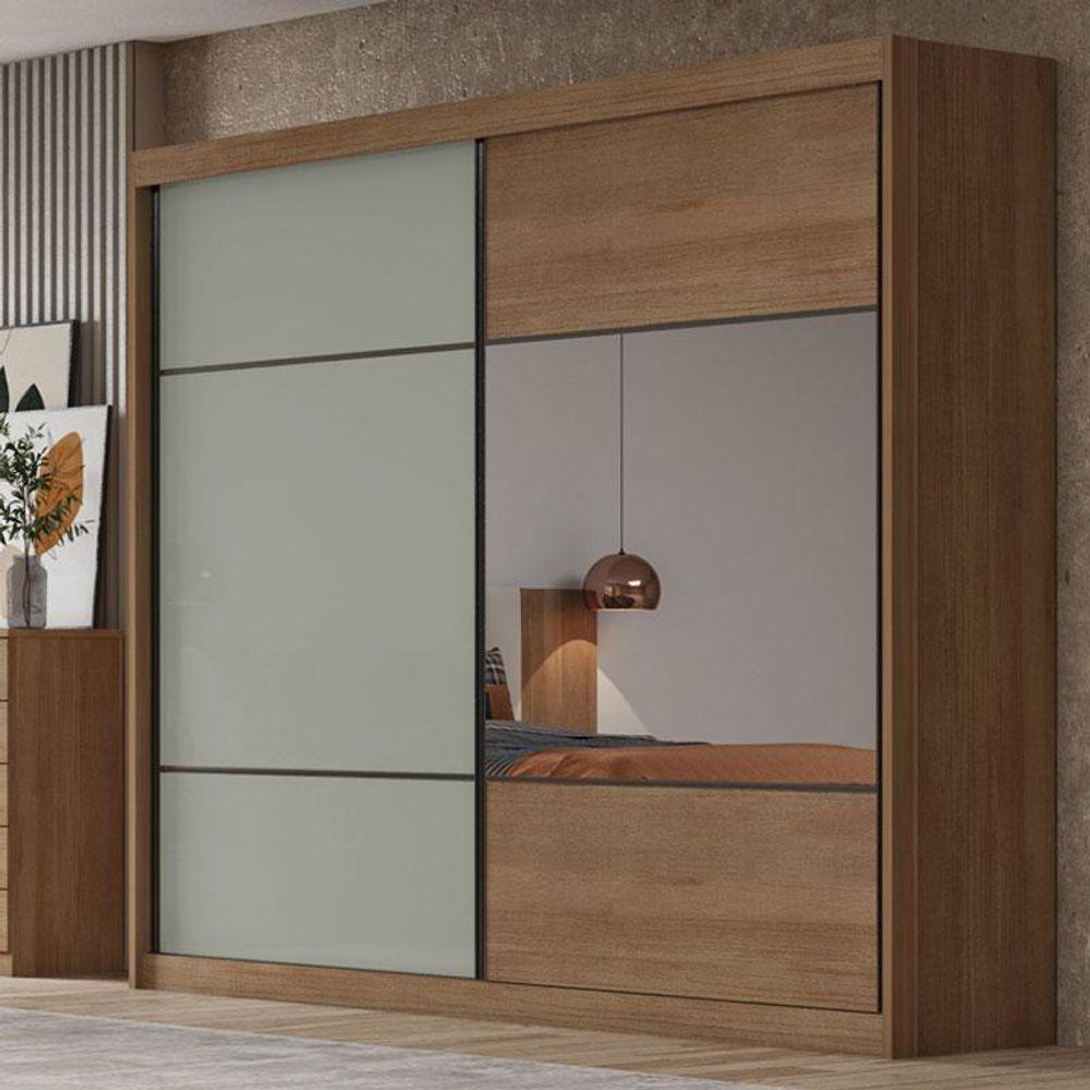 Guarda Roupa Casal Belmonte 2 Portas 6 Gavetas Cumaru 25 Fendi Com Espelho - Novo Horizonte - 8