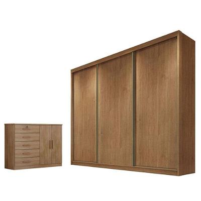 Guarda Roupa Casal Medelim E Cômoda Seul Cumaru 23 - Novo Horizonte