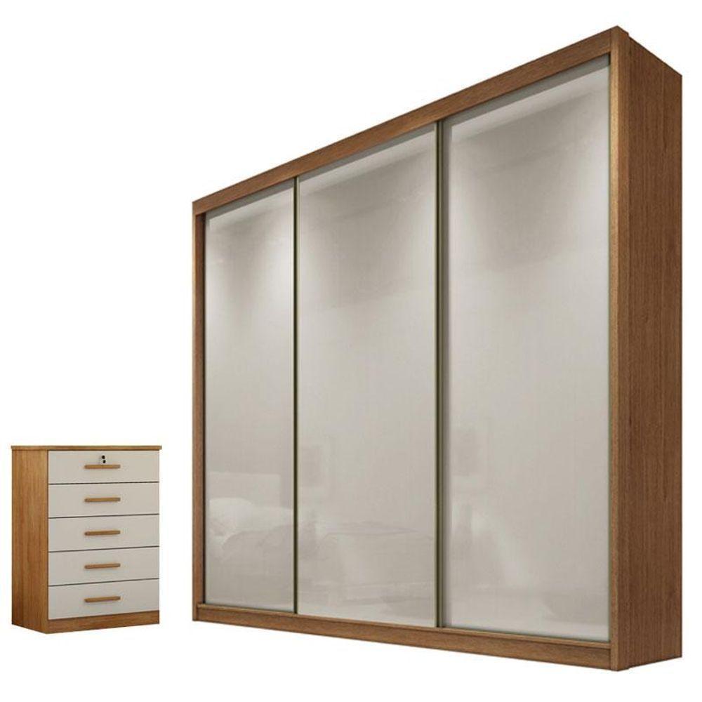 Guarda Roupa Casal Logan E Gaveteiro Suiça Cumaru 25 Fendi - Novo Horizonte - 1