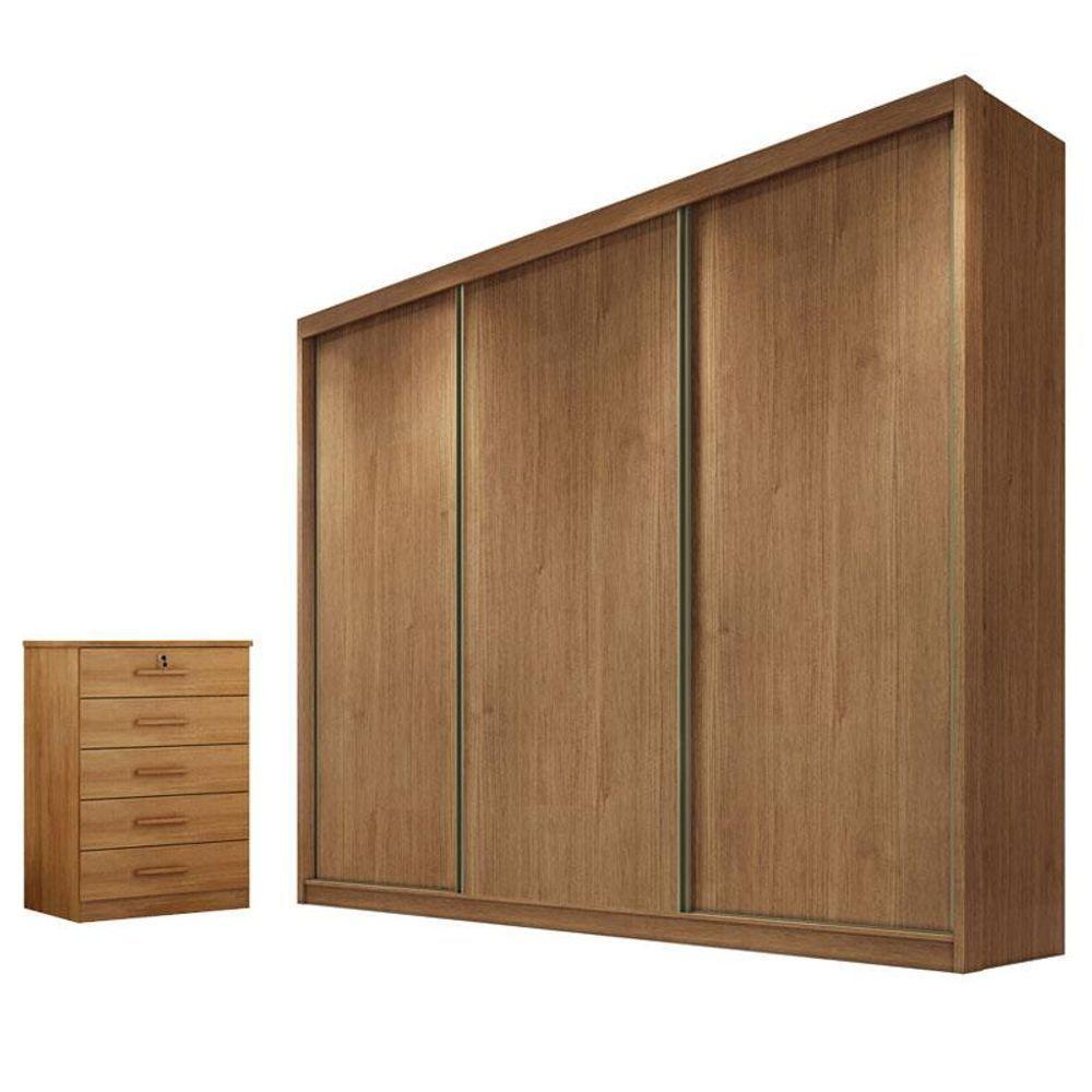 Guarda Roupa Casal Medelim E Gaveteiro Suiça Cumaru 23 - Novo Horizonte - 1