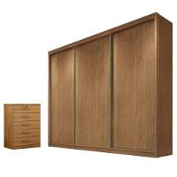 Guarda Roupa Casal Medelim E Gaveteiro Suiça Cumaru 23 - Novo Horizonte - 1