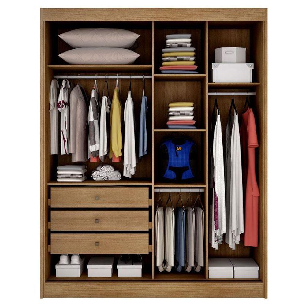 Guarda Roupa Solteiro Toledo 2 Portas 3 Gavetas Cumaru 23 - Novo Horizonte - 3