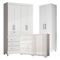 Guarda Roupa Infantil Sobral Com Cômoda Texas E Armário Multiuso New íris Branco Brilho - Moval - 1