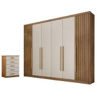 Guarda Roupa Casal Ripado Bragança E Gaveteiro Suiça Cumaru 25 Fendi - Novo Horizonte - 1