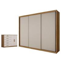 Guarda Roupa Casal Palazzo E Cômoda Seul Cumaru 25 Fendi - Novo Horizonte - 1