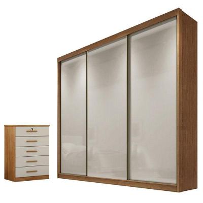 Guarda Roupa Casal Medelim E Gaveteiro Suiça Cumaru 25 Fendi - Novo Horizonte