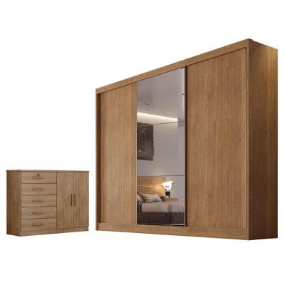Guarda Roupa Casal Sonetto Com Espelho E Cômoda Seul Cumaru 23 - Novo Horizonte