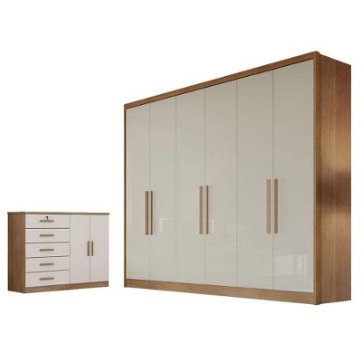 Guarda Roupa Casal New Messina E Cômoda Seul Cumaru 25 Fendi - Novo Horizonte