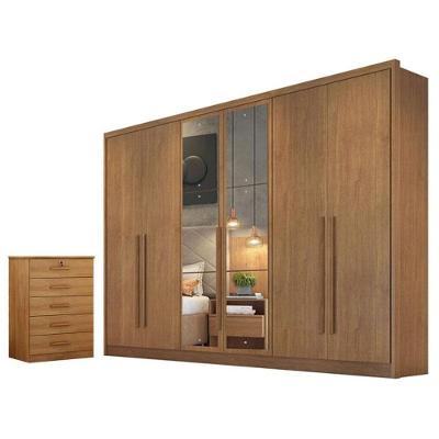 Guarda Roupa Casal Livorno Com Espelho E Gaveteiro Suiça Cumaru 23 - Novo Horizonte