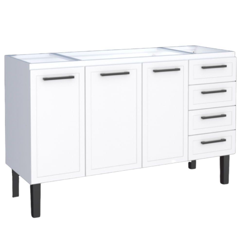 Gabinete De Cozinha Juno Branco Em Aço Com 4 Gavetas Para Pias De 1,50 Metros - P89591 - Cozimax - 1