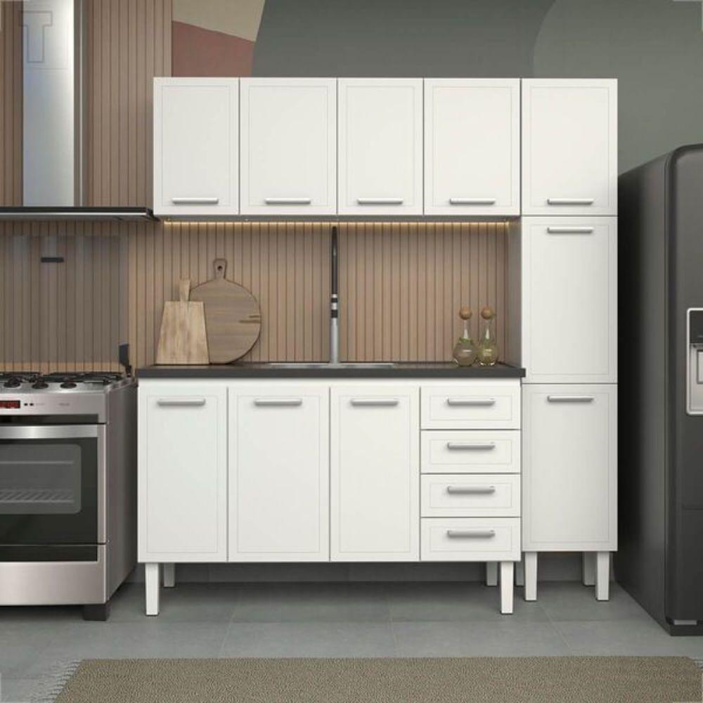 Gabinete De Cozinha Juno Branco Em Aço Com 4 Gavetas Para Pias De 1,50 Metros - P89591 - Cozimax - 8