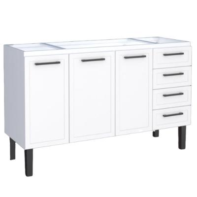 Gabinete De Cozinha Juno Branco Em Aço Com 4 Gavetas Para Pias De 1,50 Metros - P89591 - Cozimax