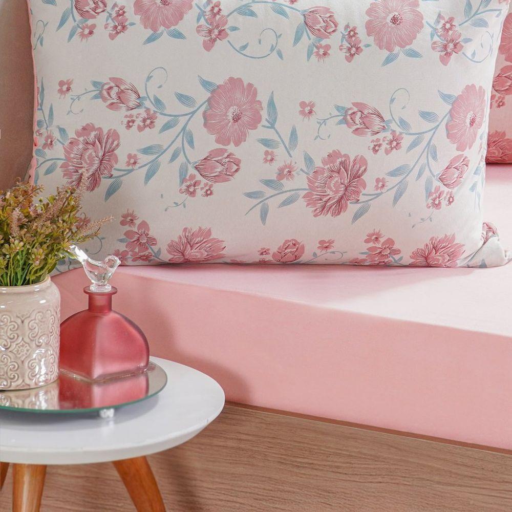 Jogo De Cama Casal Dreams Malha 100% Algodão 138x188x30cm Rosa Claro - 2