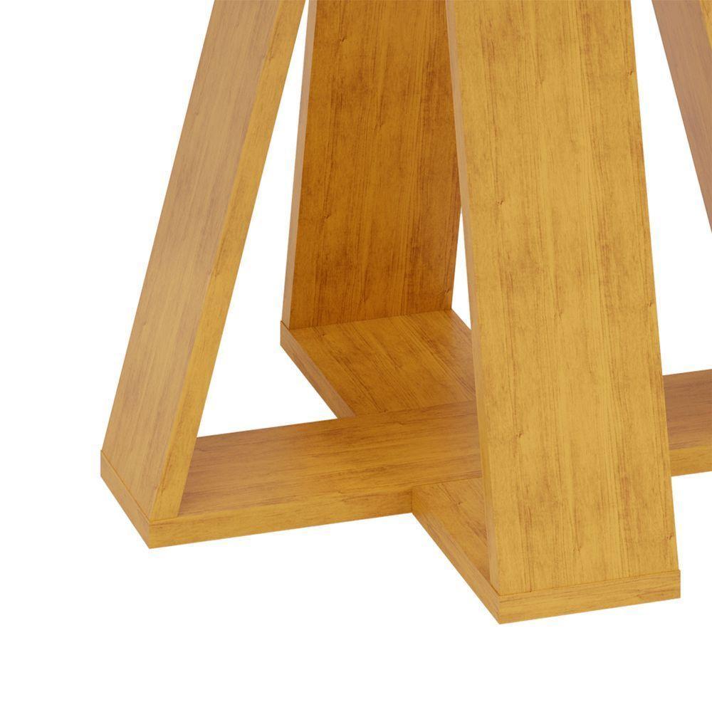 Mesa De Jantar Retangular 4 Lugares Tampo Chanfrado Curvo 120cm Com Vidro Kiara Cedro/off White - Dj Móveis - 4