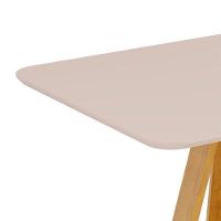 Mesa De Jantar Retangular 4 Lugares Tampo Chanfrado Curvo 120cm Com Vidro Kiara Cedro/off White - Dj Móveis - 2