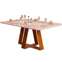 Mesa De Jantar 6 Lugares Tampo Chanfrado Curvo 170cm Sem Vidro Kiara Freijó/quartzo - Dj Móveis - 5