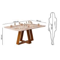 Mesa De Jantar 6 Lugares Tampo Chanfrado Curvo 170cm Sem Vidro Kiara Freijó/quartzo - Dj Móveis - 6