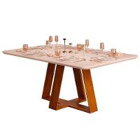 Mesa De Jantar 6 Lugares Tampo Chanfrado Curvo 170cm Sem Vidro Kiara Freijó/off White - Dj Móveis - 2