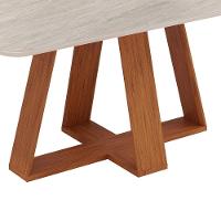 Mesa De Jantar 6 Lugares Tampo Chanfrado Curvo 170cm Sem Vidro Kiara Freijó/off White - Dj Móveis