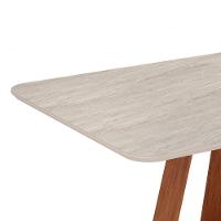 Mesa De Jantar 6 Lugares Tampo Chanfrado Curvo 170cm Sem Vidro Kiara Freijó/off White - Dj Móveis - 6