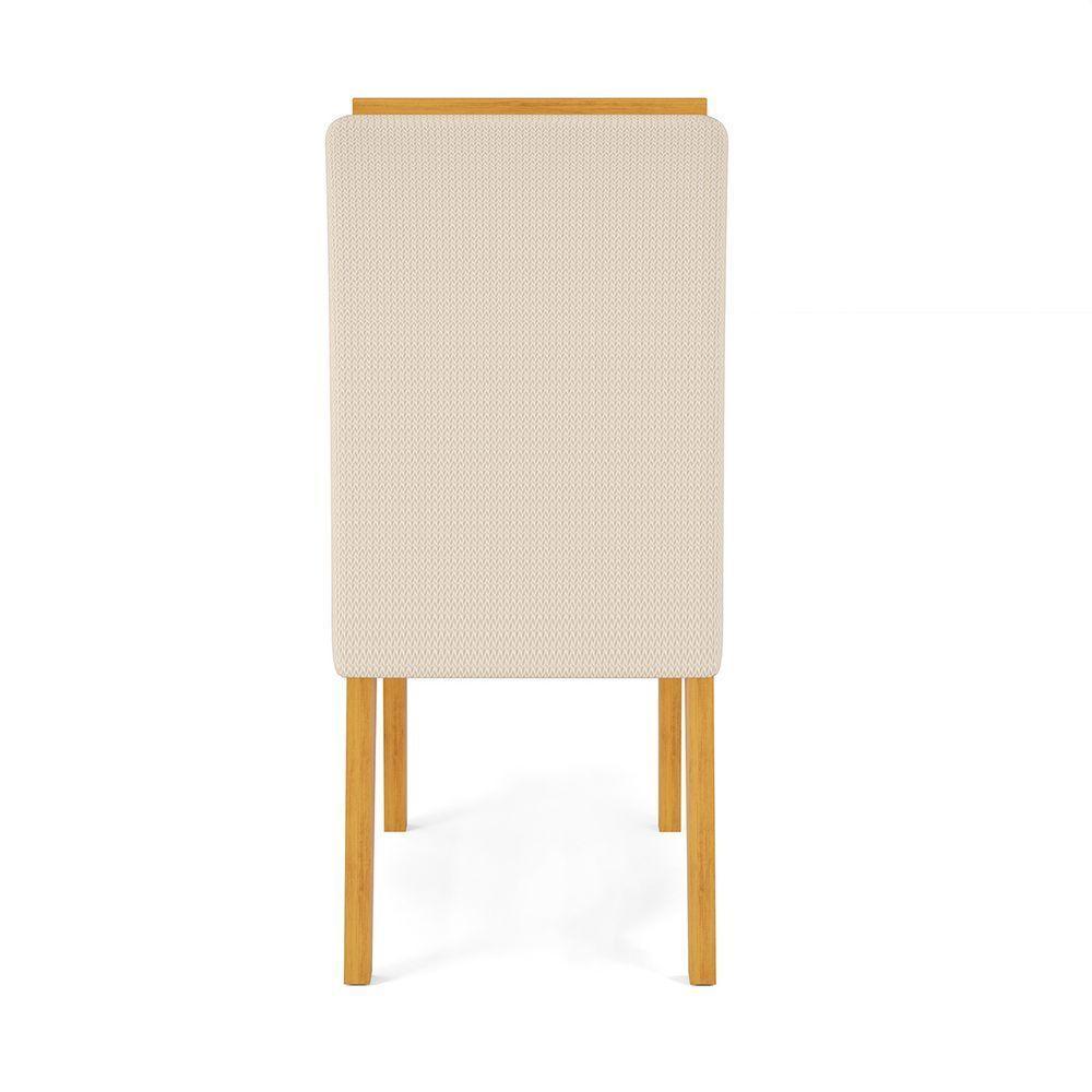 Conjunto Sala De Jantar 4 Cadeiras Tampo Redondo Com Vidro Kiara Cedro Off White Yasmin Linho Neve - Dj Móveis - 9