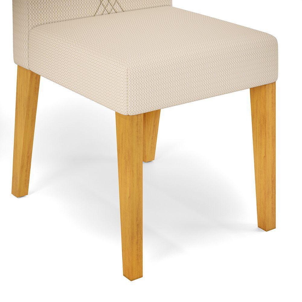 Conjunto Sala De Jantar 4 Cadeiras Tampo Redondo Com Vidro Kiara Cedro Off White Yasmin Linho Neve - Dj Móveis - 10