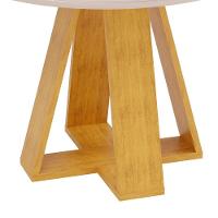 Conjunto Sala De Jantar 4 Cadeiras Tampo Redondo Com Vidro Kiara Cedro Off White Yasmin Linho Neve - Dj Móveis - 5