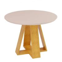 Conjunto Sala De Jantar 4 Cadeiras Tampo Redondo Com Vidro Kiara Cedro Off White Yasmin Veludo Lunar - Dj Móveis - 3