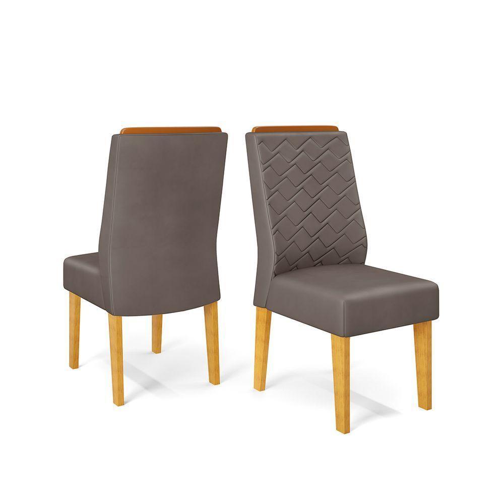 Conjunto Sala De Jantar Mesa Com 6 Cadeiras Tampo Curvo 160cm Kiara Cedro/off White Lídia Veludo Lunar - Dj Móveis - 7