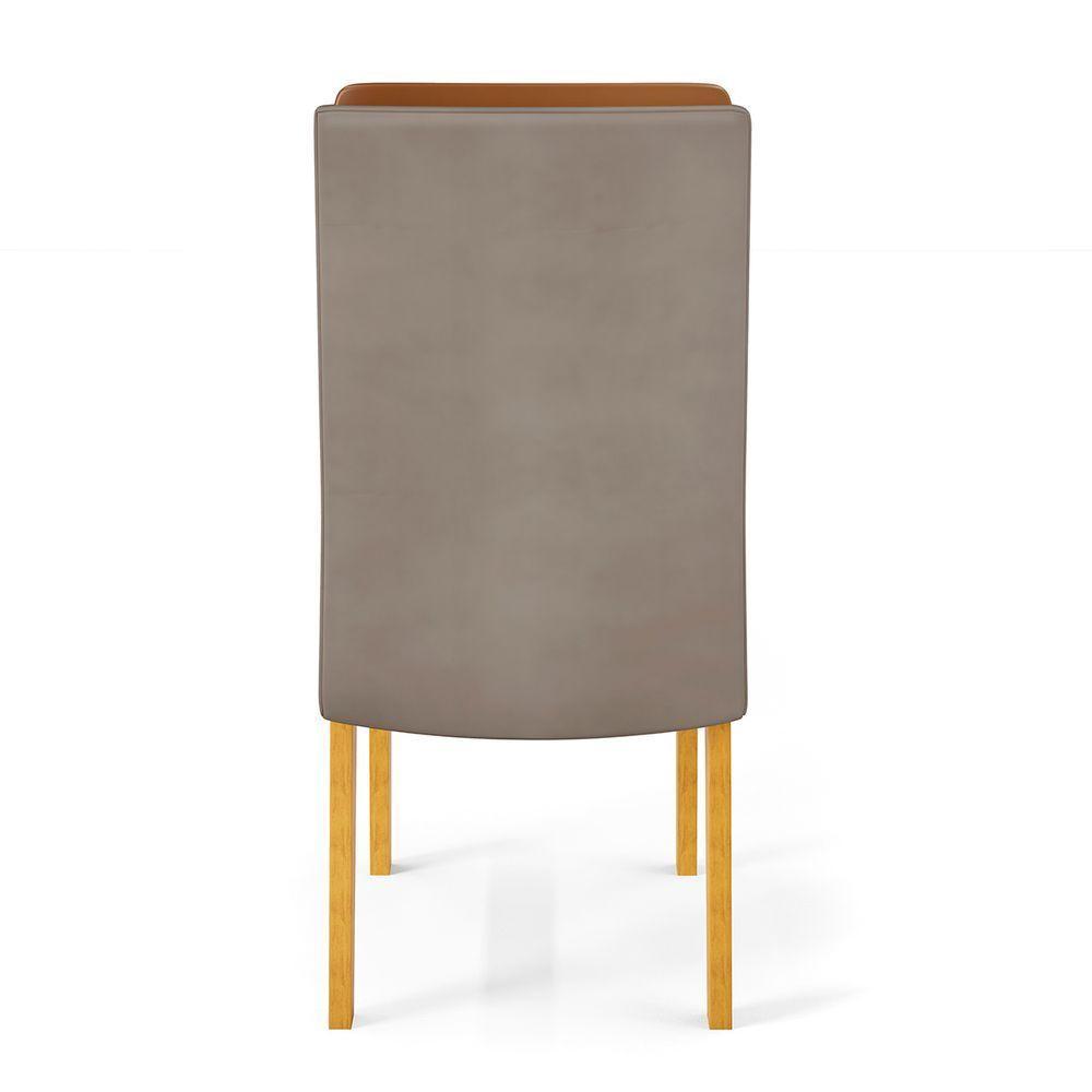 Conjunto Sala De Jantar Mesa Com 6 Cadeiras Tampo Curvo 160cm Kiara Cedro/off White Lídia Veludo Lunar - Dj Móveis - 9