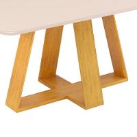 Conjunto Sala De Jantar Mesa Com 6 Cadeiras Tampo Curvo 160cm Kiara Cedro/off White Lídia Veludo Lunar - Dj Móveis - 6