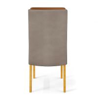 Conjunto Sala De Jantar Mesa Com 6 Cadeiras Tampo Curvo 160cm Kiara Cedro/off White Lídia Veludo Lunar - Dj Móveis - 9