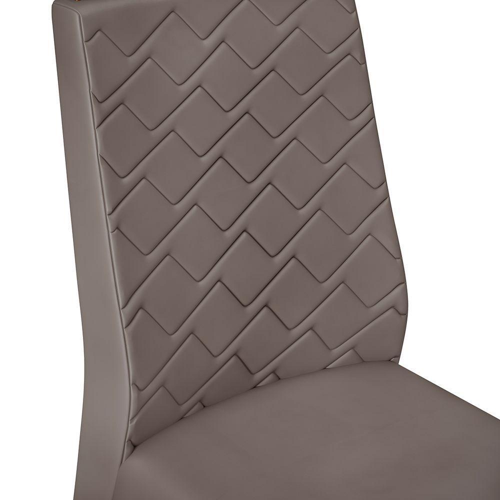 Conjunto Sala De Jantar Mesa Com 4 Cadeiras Tampo Curvo 160cm Kiara Freijó/off White Lídia Veludo Lunar - Dj Móveis - 5