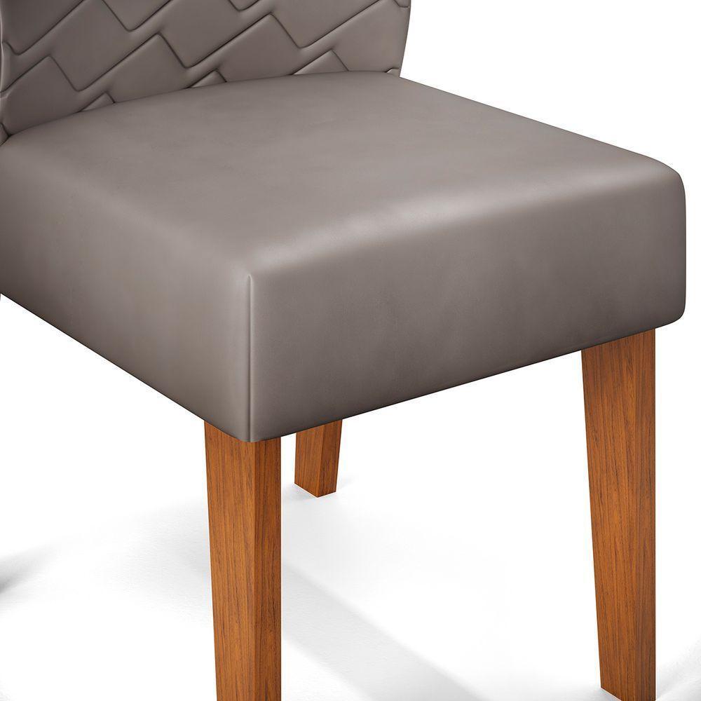 Conjunto Sala De Jantar Mesa Com 4 Cadeiras Tampo Curvo 160cm Kiara Freijó/off White Lídia Veludo Lunar - Dj Móveis - 6