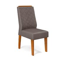 Conjunto Sala De Jantar Mesa Com 4 Cadeiras Tampo Curvo 160cm Kiara Freijó/off White Lídia Veludo Lunar - Dj Móveis