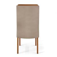 Conjunto Sala De Jantar Mesa Com 6 Cadeiras Tampo Curvo 160cm Kiara Freijó/off White Lídia Veludo Kraft - Dj Móveis - 9