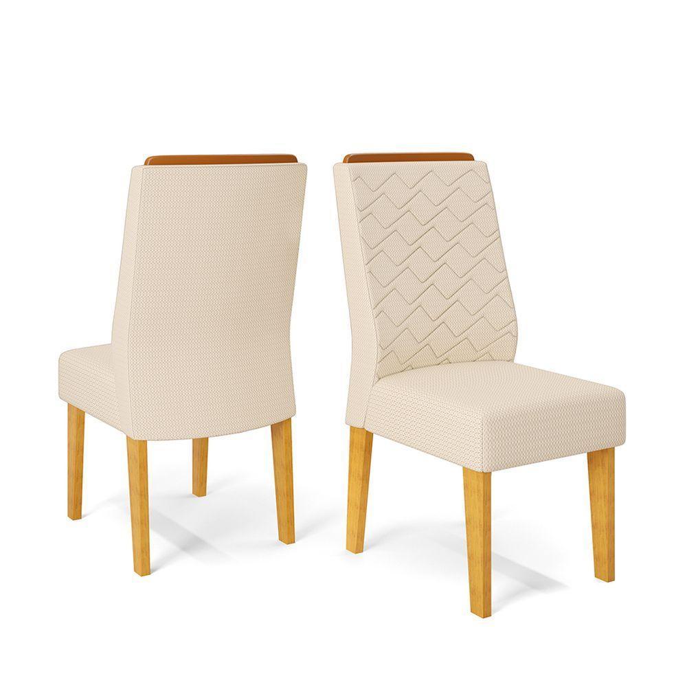 Conjunto Sala De Jantar Com 6 Cadeiras Tampo Curvo 160cm Kiara Cedro/off White Lídia Linho Neve - Dj Móveis - 9