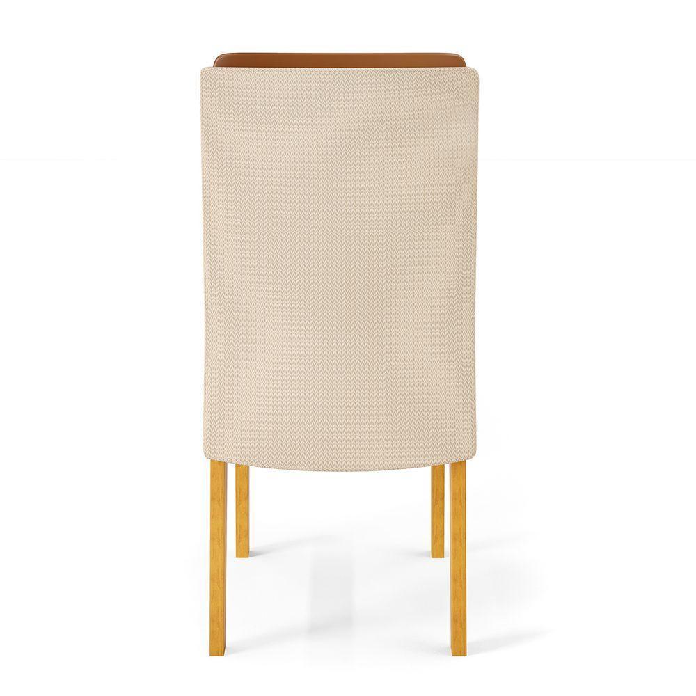 Conjunto Sala De Jantar Com 6 Cadeiras Tampo Curvo 160cm Kiara Cedro/off White Lídia Linho Neve - Dj Móveis - 10