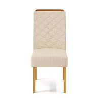 Conjunto Sala De Jantar Com 6 Cadeiras Tampo Curvo 160cm Kiara Cedro/off White Lídia Linho Neve - Dj Móveis - 8