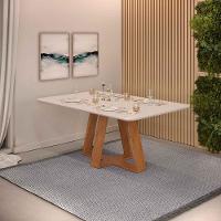 Conjunto Sala De Jantar Mesa Com 4 Cadeiras Tampo Curvo 160cm Kiara Freijó/off White Lídia Veludo Kraft - Dj Móveis - 2