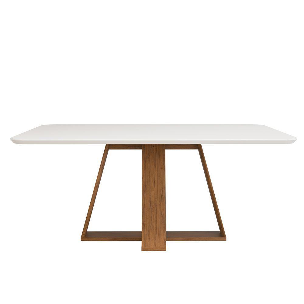 Conjunto Sala De Jantar Mesa Com 6 Cadeiras Tampo Curvo 160cm Kiara Freijó/off White Lídia Veludo Lunar - Dj Móveis - 4