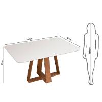 Conjunto Sala De Jantar Mesa Com 6 Cadeiras Tampo Curvo 160cm Kiara Freijó/off White Lídia Veludo Lunar - Dj Móveis - 8