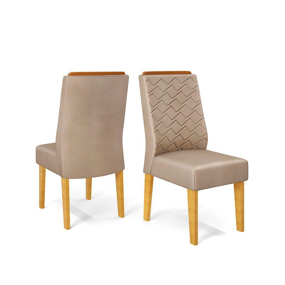 Conjunto Sala De Jantar Com 6 Cadeiras Tampo Curvo 160cm Kiara Cedro/off White Lídia Veludo Kraft - Dj Móveis - 8