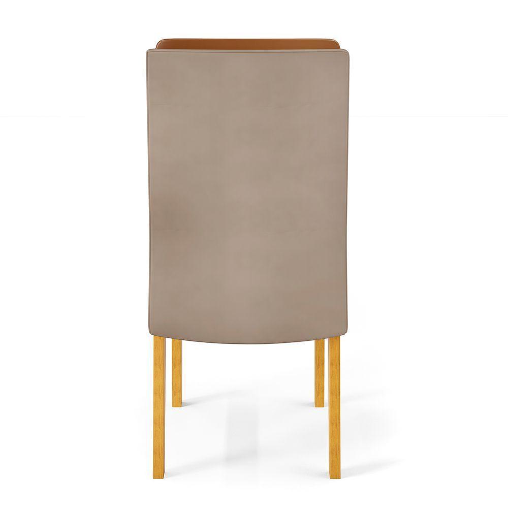 Conjunto Sala De Jantar Com 6 Cadeiras Tampo Curvo 160cm Kiara Cedro/off White Lídia Veludo Kraft - Dj Móveis - 10