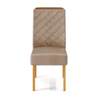 Conjunto Sala De Jantar Com 6 Cadeiras Tampo Curvo 160cm Kiara Cedro/off White Lídia Veludo Kraft - Dj Móveis - 9