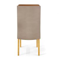 Conjunto Sala De Jantar Com 6 Cadeiras Tampo Curvo 160cm Kiara Cedro/off White Lídia Veludo Kraft - Dj Móveis - 10