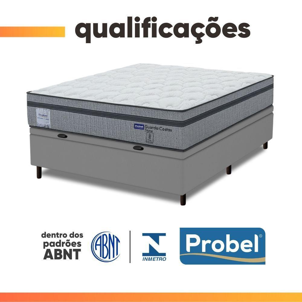 Cama Box Baú Casal Probel Molas Ensacadas Euro In 138x188x71cm Guarda Costas Stone Branco/cinza - 6