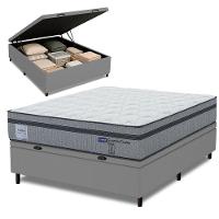 Cama Box Baú Casal Probel Molas Ensacadas Euro In 138x188x71cm Guarda Costas Stone Branco/cinza - 1